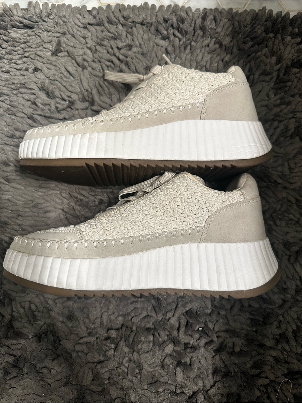 DV by Dolce Vita Cream Woven Platform Sneakers